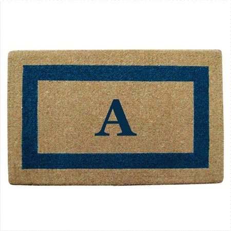 NEDIA HOME Nedia Home 02029A Single Picture - Blue Frame 22 x 36 In. Heavy Duty Coir Doormat - Monogrammed A O2029A